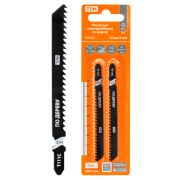 Пилки для электролобзика по дереву, HCS, 75х3 мм, быстрый рез, T111C, 2 шт, «Рубин», TDM