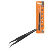 Пинцет прецизионный изогнутый 120 мм, острое жало, нерж., антистатич. покр., блистер, «Рубин» TDM