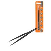 Пинцет прецизионный прямой 140 мм, острое жало, нерж., антистатич. покр., блистер, «Рубин» TDM