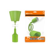 Патрон пластиковый Е27 с подвесом 1 м, зеленый TDM