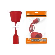 Патрон пластиковый Е27 с подвесом 1 м, красный TDM