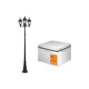 Светильник садово-парковый «Вена» 3х60 Вт, столб, H2300 мм, алюм., прозрачное/черный, Е27, TDM