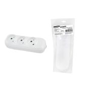 Колодка розеточная 3 гнезда 2П б/з 10А 250В белая серии «Народная» К3-2000