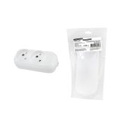 Колодка розеточная 2 гнезда 2П б/з 10А 250В белая серии «Народная»