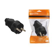 Вилка прямая с/з черная 16А 250В TDM