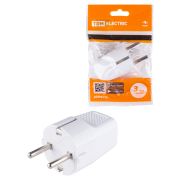 Вилка прямая с/з белая c перфорацией 10А 250В TDM