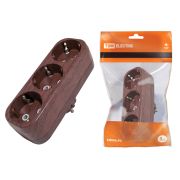 Блок на 3 гнезда 2П б/з плоский 6А 250B «Эко» (бук) TDM