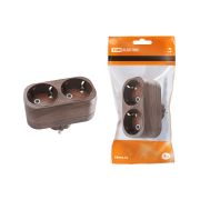 Блок на 2 гнезда 2П+З плоский 16А 250B «Эко» (бук) TDM