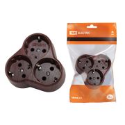 Блок на 3 гнезда 2П+З круглый 16А 250B «Эко» (бук) TDM