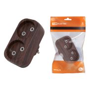 Блок на 2 гнезда 2П б/з плоский 6А 250B «Эко» (бук) TDM