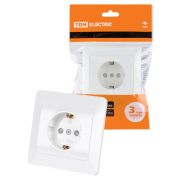 Розетка 2П+З с защ. шт. 16А 250В белая «Ильмень» TDM