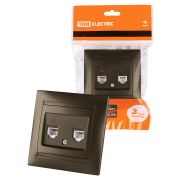 Розетка телефонная RJ11 + компьютерная RJ45 бронза «Лама» TDM