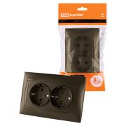 Розетка двойная 2П+З 16А 250В  бронза «Лама» TDM