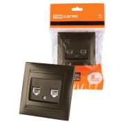 Розетка двойная телефонная RJ11  бронза «Лама» TDM