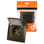 Розетка 2П+З 16А 250В IP44 с защ. шт. с крышкой бронза «Лама» TDM