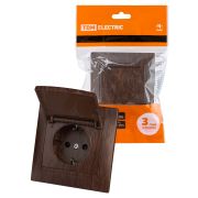 Розетка 2П+З 16А 250В IP44 с защ. шт. с крышкой венге «Лама» TDM