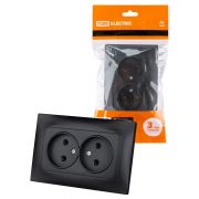 Розетка двойная 2П 10А 250В графит «Лама» TDM