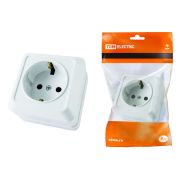 Розетка 2П+3 открытой установки IP20 16А 250В (керамика) белая «Ладога» TDM