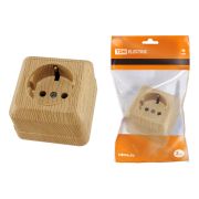 Розетка 2П+3 открытой установки IP20 16А 250В (керамика) сосна «Ладога» TDM