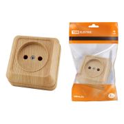 Розетка 2П открытой установки IP20 10А 250В (керамика) сосна «Ладога» TDM