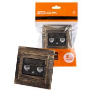 Розетка двойная телефонная RJ11  старинная бронза «Лама» TDM