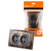 Розетка двойная 2П 10А 250В  старинная бронза «Лама» TDM