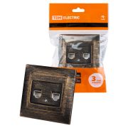 Розетка телефонная RJ11 + компьютерная RJ45 старинная бронза «Лама» TDM