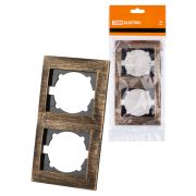 Рамка 2-х постовая вертикальная старинная бронза «Лама» TDM