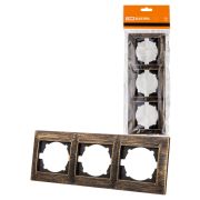 Рамка 3-х постовая горизонтальная старинная бронза «Лама» TDM