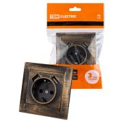 Розетка 2П+З 16А 250В + 2 USB порта 2,1А 5В старинная бронза «Лама» TDM