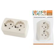 Розетка двойная 2П+3 открытой установки IP20 16А, сл. кость «Дача» Народная
