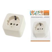 Розетка 2П+З открытой установки IP20 16А, сл. кость «Дача» Народная