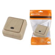 Выключатель 1-кл. открытой установки с подсветкой IP20 10А, сосна «Ладога» TDM