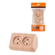 Розетка угловая двойная 2П открытой установки с з/ш IP20 250В 10А сосна «Ладога» TDM