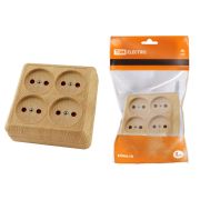 Розетка четырехместная 2П открытой установки IP20 10A с защитными шторками сосна «Ладога» TDM