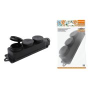 Розетка трехместная с заглушками каучук 2Р+РЕ 16А 250В IP44 серии «Народная»