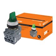 Переключатель на 2 положения с фиксацией M2SS1-21G короткая ручка(LED) d22мм/220B 1з+1р зеленый TDM