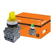 Переключатель на 2 положения с фиксацией M2SS1-21Y короткая ручка(LED) d22мм/220B 1з+1р желтый TDM