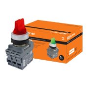 Переключатель на 2 положения с фиксацией M2SS1-21R короткая ручка(LED) d22мм/220B 1з+1р красный TDM