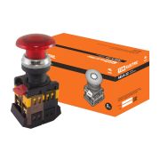 Кнопка AELA-22 «Грибок» красный d22мм неон/230В 1з+1р TDM