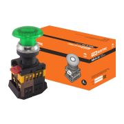 Кнопка AELA-22 «Грибок» зеленый d22мм неон/230В 1з+1р TDM