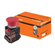 Кнопка AE-22 «Грибок» с фиксацией красный d22мм 230В 1з+1р TDM