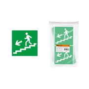 Знак «Направление к эвакуационному выходу (по лестнице налево вниз)» 150х150мм TDM