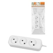 Удлинитель 3 гнезда, 3 метра, б/з, 6 А, 1380 Вт, белый, НАРОДНЫЙ У-31011 (Ун 310-0001)