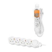 Удлинитель бытовой «Люкс» УЛ04В выкл, 4 гнезда, 5м, с/з, с з/ш, ПВС 3х1мм2 16А/250В бело-серый TDM