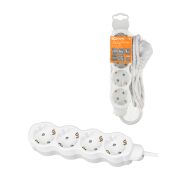 Удлинитель бытовой «Люкс» УЛ04 4 гнезда, 5м, с/з, с з/ш, ПВС 3х1мм2 16А/250В бело-серый TDM