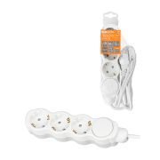 Удлинитель бытовой «Люкс» УЛ03В выкл, 3 гнезда, 10м, с/з, с з/ш, ПВС 3х1мм2 16А/250В бело-серый TDM