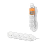 Удлинитель бытовой  «Люкс» УЛ5 5 гнезд, 1,5м, б/з, с з/ш, ПВС 2х0,75 мм2  10А/250В бело-серый TDM