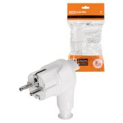 Вилка угловая c/з белая с кнопкой извлечения из сети 16А 250В TDM