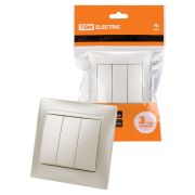 Выключатель 3-х кл. 10А перламутр «Лама» TDM